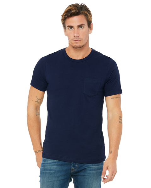 Bella + Canvas Men's 3021 Jersey Pocket T-Shirt - 100% Combed Cotton, Retail Fit, White, Size Small - View #10