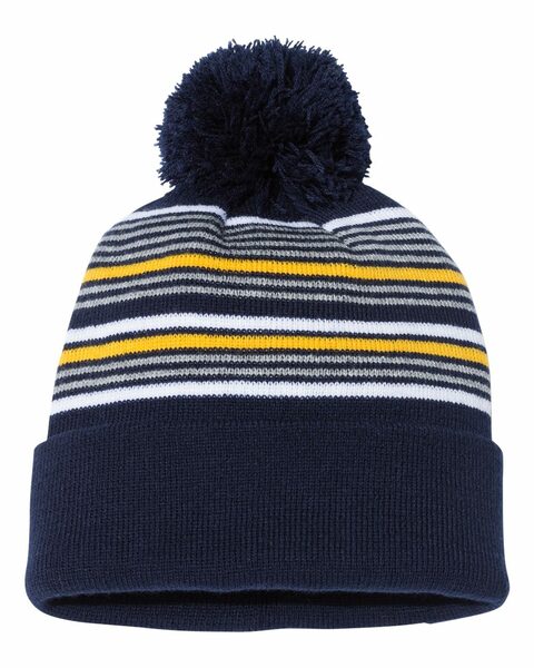 Sportsman SP01 Rugby Striped Knit Beanie - 100% Acrylic Winter Hat