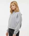 mv sport w21751 women's sueded fleece cropped hooded sweatshirt Side Thumbnail