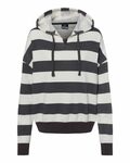 mv sport w21721 women's striped fleece boxy hooded sweatshirt Front Thumbnail