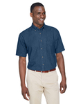 harriton m550s men's 6.5 oz. short-sleeve denim shirt Front Thumbnail