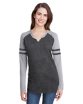 LAT 3534 Ladies' Gameday Mash-Up Long Sleeve Fine Jersey T-Shirt Front Thumbnail