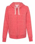 jerzees 92wr women's snow heather french terry full-zip hooded sweatshirt Front Thumbnail