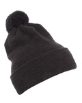 yupoong 1501p cuffed knit beanie with pom pom hat Front Thumbnail