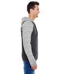 Burnside B8127 Adult Raglan Sleeve Striped Jersey Hooded T-Shirt Side Thumbnail
