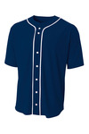 A4 N4184 Shorts Sleeve Full Button Baseball Top Front Thumbnail