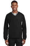 sport-tek jst62 tipped v-neck raglan wind shirt Front Thumbnail