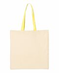 q-tees qtb6000 economical tote with contrast-color handles Back Thumbnail