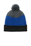 port authority c979 cozy striped pom beanie Front Thumbnail