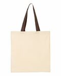 Q-Tees QTB6000 Economical Tote with Contrast-Color Handles Back Thumbnail