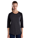 us blanks us600 ladies' 4.3 oz., 3/4-sleeve baseball raglan Front Thumbnail