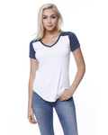 startee st1432 ladies' cvc varsity v-neck t-shirt Front Thumbnail