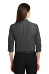 Port Authority LW102 Ladies 3/4-Sleeve Carefree Poplin Shirt Back Thumbnail