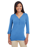 Devon & Jones DP186W Ladies' Perfect Fit™ Y-Placket Convertible Sleeve Knit Top Front Thumbnail
