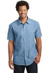 district dm3810 mens short sleeve washed woven shirt Front Thumbnail