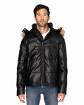 threadfast apparel 397j unisex vegan leather puffer jacket Front Thumbnail