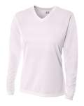 a4 nw3255 ladies' birds-eye mesh long sleeve v-neck t-shirt Front Thumbnail