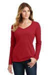Port & Company LPC450VLS Ladies Long Sleeve Fan Favorite V-Neck Tee Front Thumbnail