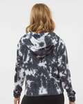 mv sport w23718 women's sueded fleece tie-dyed crop hooded sweatshirt Back Thumbnail