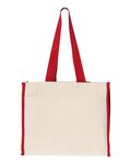 q-tees q1100 14l tote with contrast-color handles Front Thumbnail