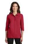 Port Authority L562 Ladies Silk Touch™ 3/4-Sleeve Polo Front Thumbnail