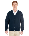 harriton m425 men's pilbloc™ v-neck button cardigan sweater Back Thumbnail