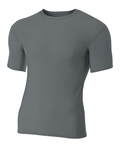 a4 n3130 adult polyester spandex short sleeve compression t-shirt Front Thumbnail