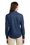 port & company lsp10 ladies long sleeve value denim shirt Back Thumbnail