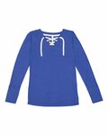 LAT LA3538 Women's Fine Jersey Lace-Up Long Sleeve T-Shirt Front Thumbnail