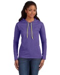 Anvil 887L Ladies 100% Combed Ring Spun Cotton Long Sleeve Hooded T-Shirt Front Thumbnail