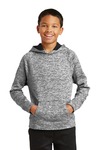 sport-tek yst225 youth posicharge ® electric heather fleece hooded pullover Front Thumbnail