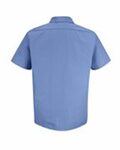red kap cs20long long size, short sleeve striped industrial work shirt Back Thumbnail