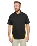 harriton m586 men's flash il colorblock short sleeve shirt Front Thumbnail