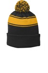 Sport-Tek STC28 Stripe Pom Pom Beanie Front Thumbnail
