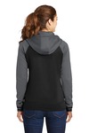 sport-tek lst236 ladies sport-wick ® varsity fleece full-zip hooded jacket Back Thumbnail