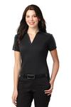 port authority l547 ladies silk touch™ performance colorblock stripe polo Front Thumbnail