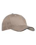 Big Accessories BX004 6-Panel Twill Sandwich Baseball Cap Front Thumbnail