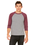 Bella + Canvas 3200 Unisex 3/4-Sleeve Baseball T-Shirt Front Thumbnail