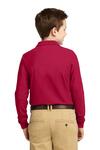 port authority y500ls youth long sleeve silk touch™ polo Back Thumbnail