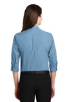 port authority lw102 ladies 3/4-sleeve carefree poplin shirt Back Thumbnail