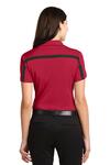 port authority l547 ladies silk touch™ performance colorblock stripe polo Back Thumbnail
