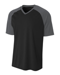 a4 nb3373 youth polyester v-neck strike jersey with contrast sleeves Front Thumbnail
