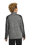 sport-tek yst397 youth posicharge ® electric heather colorblock 1/4-zip pullover Back Thumbnail