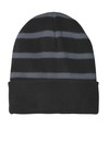 Sport-Tek STC31 Striped Beanie with Solid Band Front Thumbnail