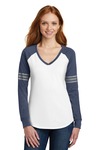 district dm477 women's game long sleeve v-neck tee Front Thumbnail