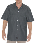 dickies ws509 unisex relaxed fit short-sleeve chambray shirt Front Thumbnail