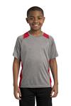 sport-tek yst361 youth heather colorblock contender ™ tee Front Thumbnail