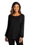 Port Authority LK5600 Ladies Luxe Knit Jewel Neck Top Front Thumbnail
