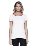 startee st1431 ladies' cvc ringer t-shirt Front Thumbnail