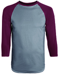 augusta sportswear 1505 adult wicking polyester 3/4 raglan sleeve t-shirt Front Thumbnail